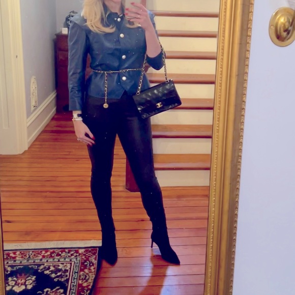 GIFTABLE Chanel Blue Lambskin Leather Jacket New With Tags - Picture 2 of 7